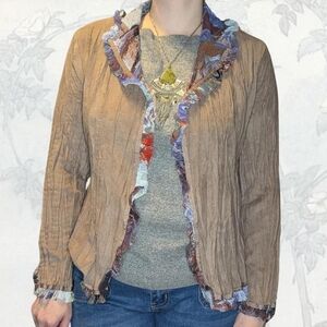 Y2K Woman's Suede And Ruffle Jacket